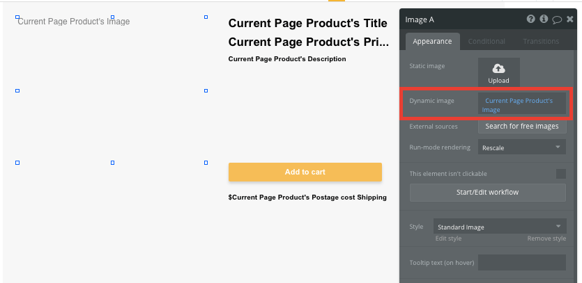 bubble no code amazon clone walkthrough tutorial - product page dynamic content.