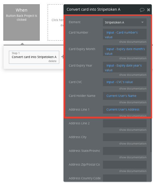 Bubble No Code Kickstarter Clone Tutorial Walkthrough - stripetoken workflow.