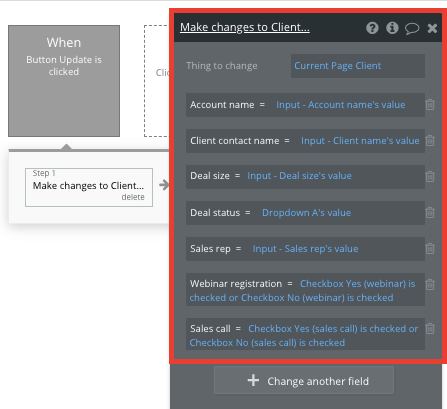 Bubble no code salesforce CRM clone tutorial walkthrough - client changes.