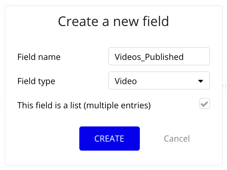 Bubble no code Youtube clone tutorial walkthrough - create new field.