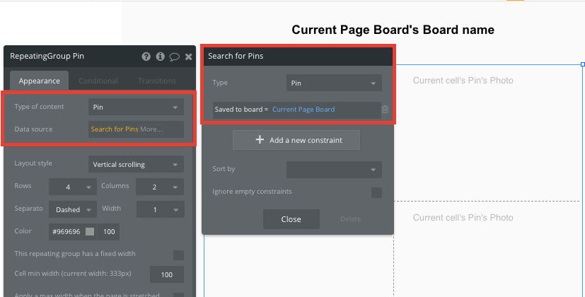  Bubble No Code Pinterest Tutorial Walkthrough - save to current page.