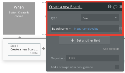 Bubble No Code Pinterest Tutorial Walkthrough - new board workflow.