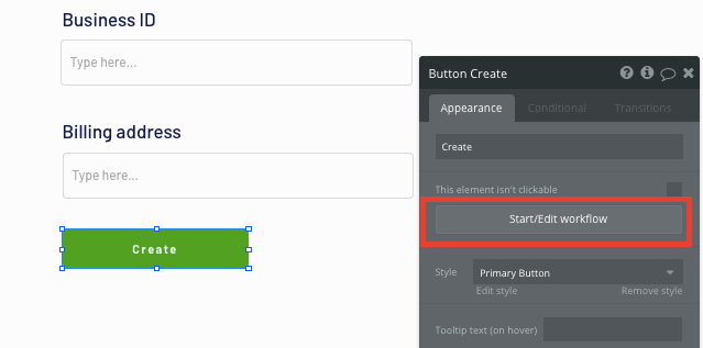 Creating a new workflow in Bubble’s no-code platform