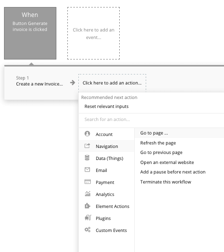 Sending a user between pages in a Quickbooks no code clone