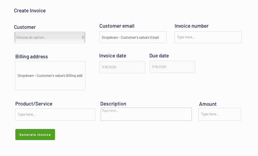 Designing an invoice in Bubble’s Quickbooks no-code clone