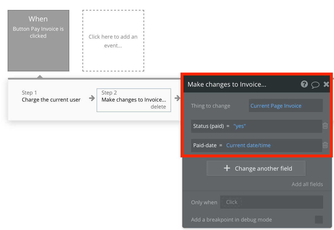 Updating the status of a no-code Quickbooks invoice