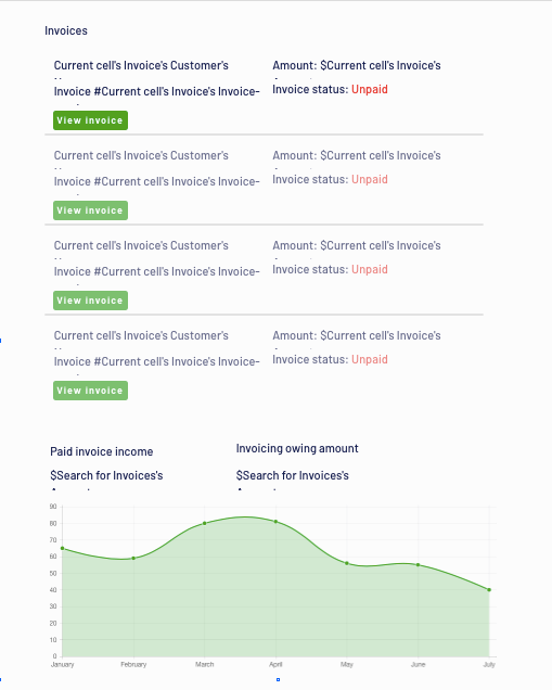 No-code Quickbooks clone invoice dashboard