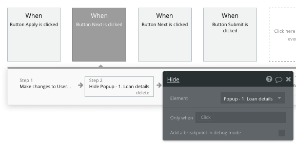 Hiding a Bubble no-code popup element