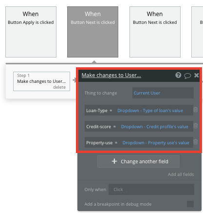 Updating a no-code database using Bubble’s visual programing editor