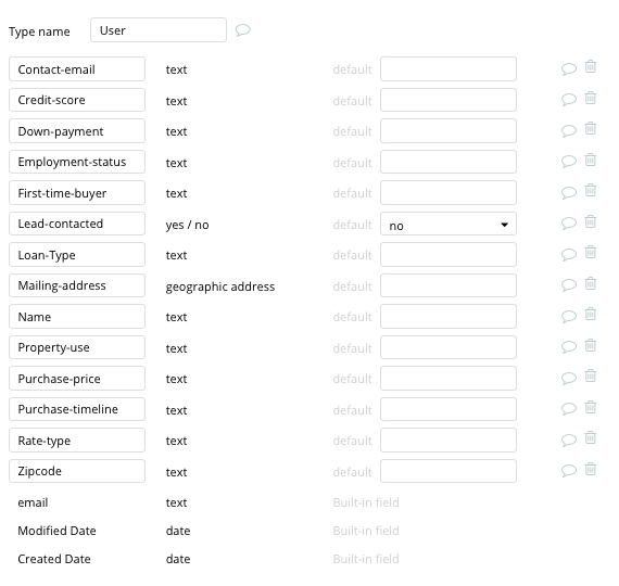 Bubble no-code Quicken Loans clone tutorial with user data type and fields