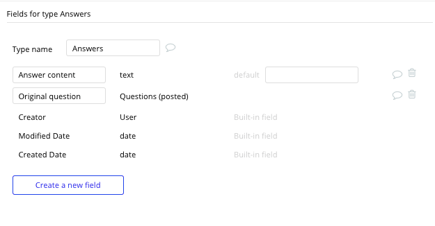 Bubble No Code Quora Clone Answer Data Type Fields