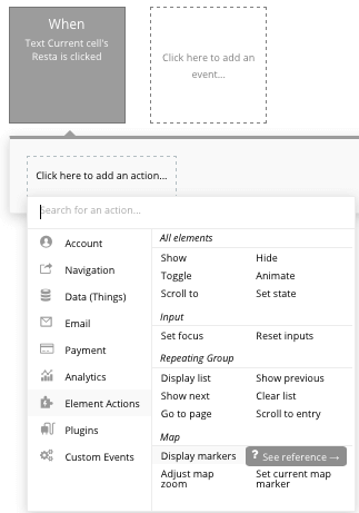 Bubble no code yelp clone tutorial template - display marker workflow.