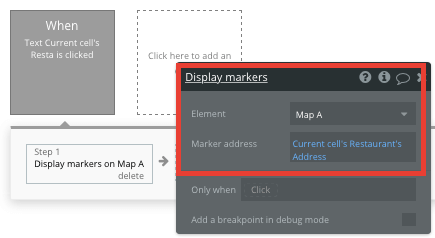 Bubble no code yelp clone tutorial template - map display marker.