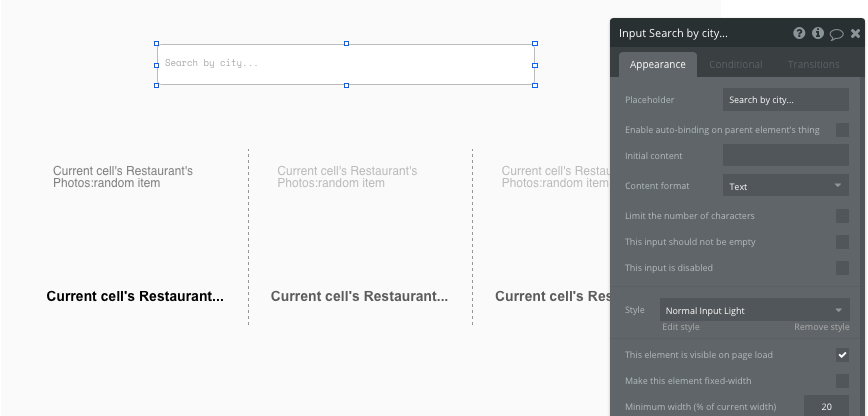 Bubble no code yelp clone tutorial template - content search.