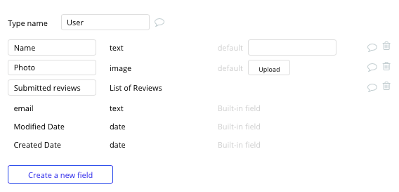 Bubble no code yelp clone tutorial template - user fields.