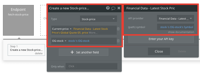 Fetching the latest stock price using Bubble’s no-code API editor toolset