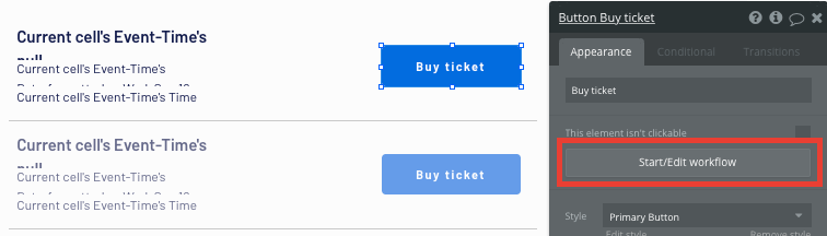 Creating a Bubble workflow to trigger a payment event