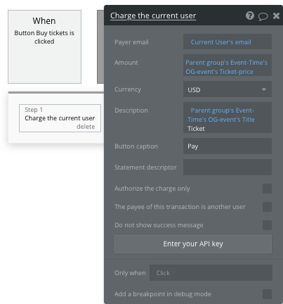 Creating a Stripe payment using Bubble’s no-code workflow editor