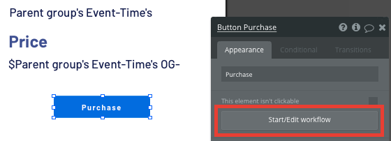 Trigger a new no-code workflow when a purchase button is clicked