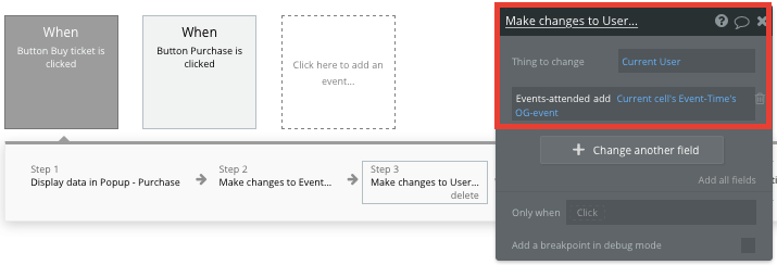 Adding a Ticketmaster event to a users list of attended events