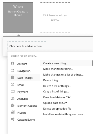 Creating a workflow using Bubble’s visual programming tool