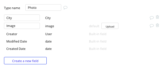 Photo data type built in Bubble’s no-code platform