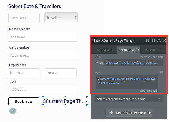 Displaying dynamic activity prices in Tripadvisors no-code app