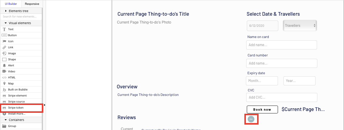 Integration a Stripe token into a Tripadvisor no-code clone
