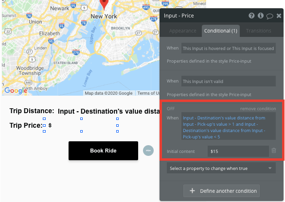 Bubble Uber Clone Conditional Pricing Tutorial