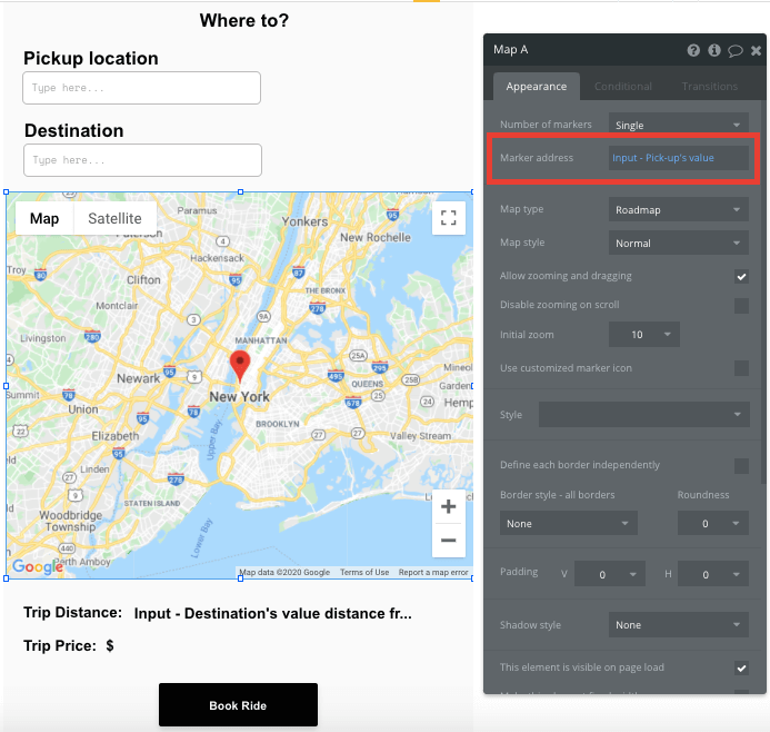 Bubble No Code Uber Clone Map Element Tutorial