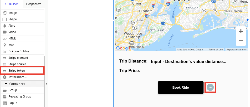 Bubble Stripe Token when Booking Ride in Uber Clone App
