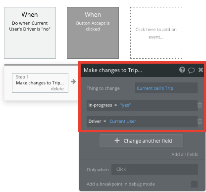 Bubble No Code Uber Clone Change Trip Status Workflow Tutorial