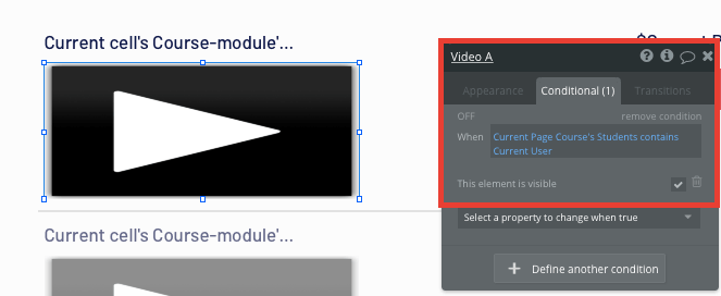 Adding a condition to an element in Bubble’s no code editor