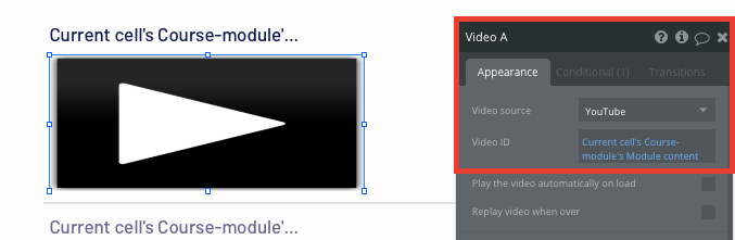 Displaying the video content of a Udemy course module