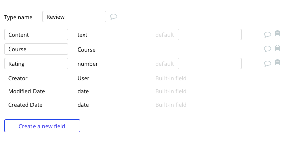 Bubble no code Udemy clone tutorial with review data type and fields