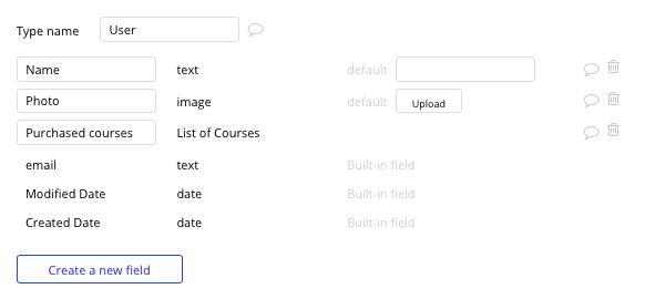 Bubble no code Udemy clone tutorial with user data type and fields