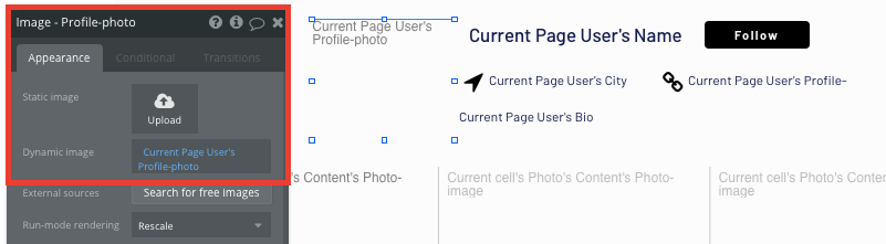 Displaying dynamic data on an Unsplash user profile page 