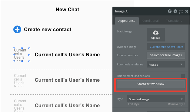 How to create new contacts in bubble whatsapp clone