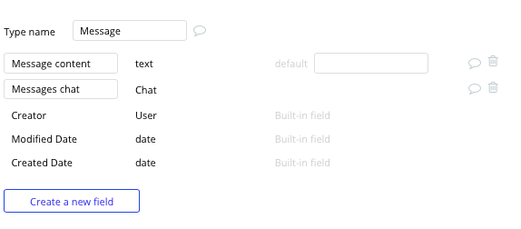 Bubble Whatsapp Clone Walkthrough Message Data Type and Fields