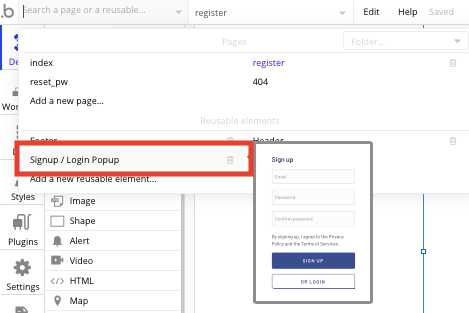 Using Bubble’s no-code templates to build user logins