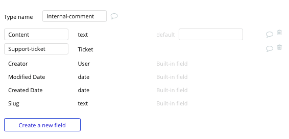 Bubble Zendesk no-code clone with internal comment data type and fields