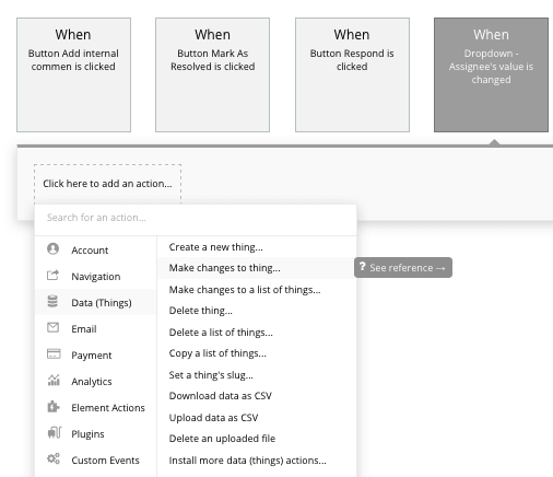 Making changes to a database item in Bubble