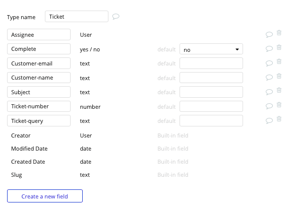 Bubble Zendesk no-code clone with ticket data type and fields