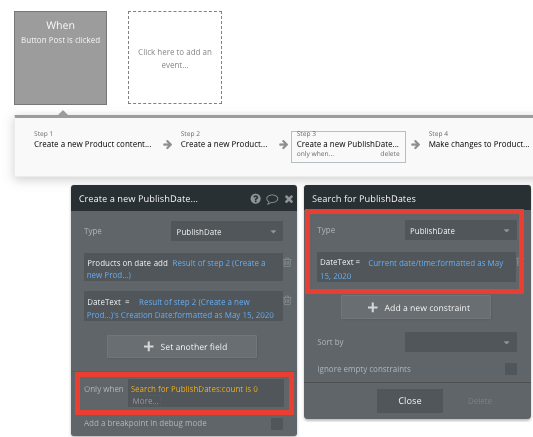 Bubble No Code Product Hunt Clone Data Conditional for Dates