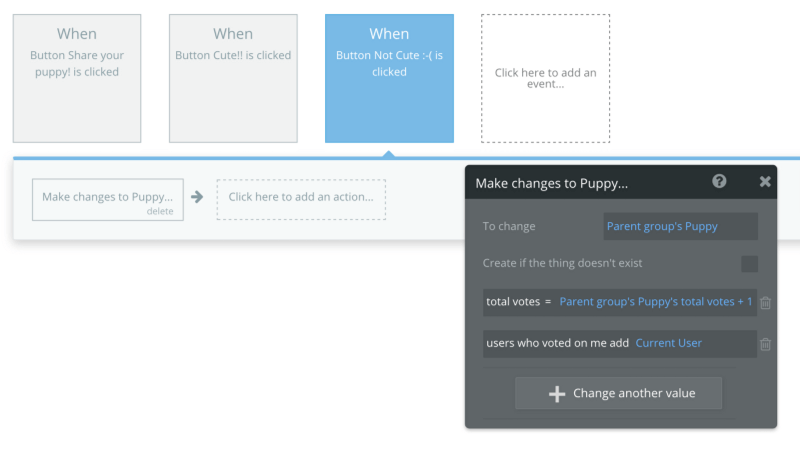 Workflow settings for Make changes to puppy.