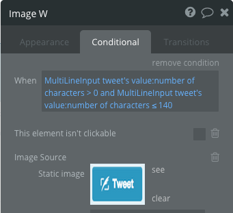 Black on gray settings menu for Tweet button. 