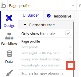 Design Elements tree in Bubble editor.