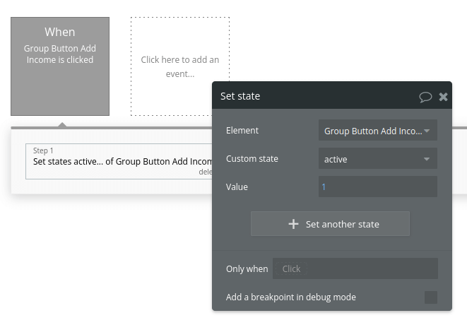 Workflow settings for set custom state function.