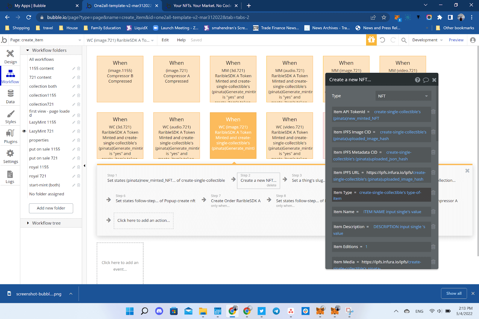 Bubble No Code NFT marketplace Opensea clone tutorial - new NFT workflow.