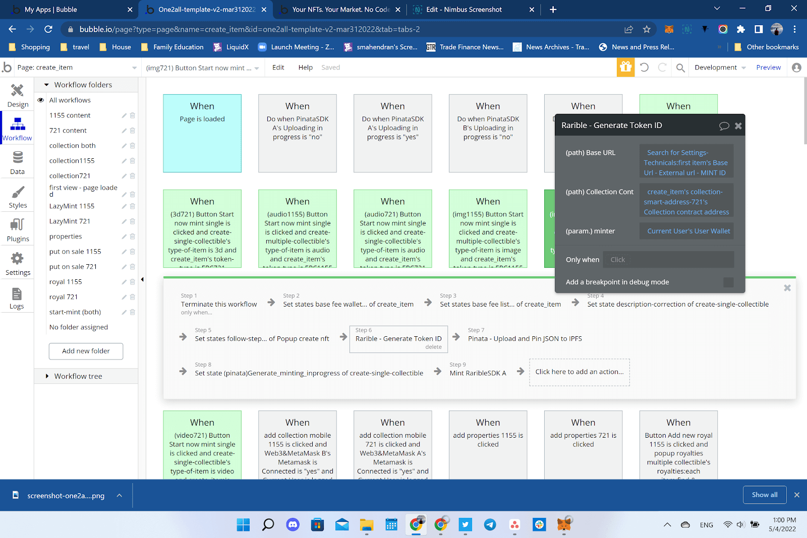 Bubble No Code NFT marketplace Opensea clone tutorial - Rarible token.